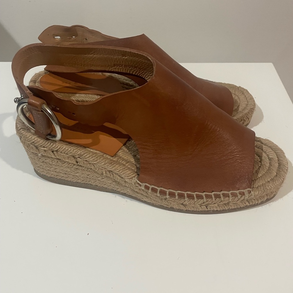Rag & Bone, EUR 36, Brown Leather Espadrille Wedge Sandals
